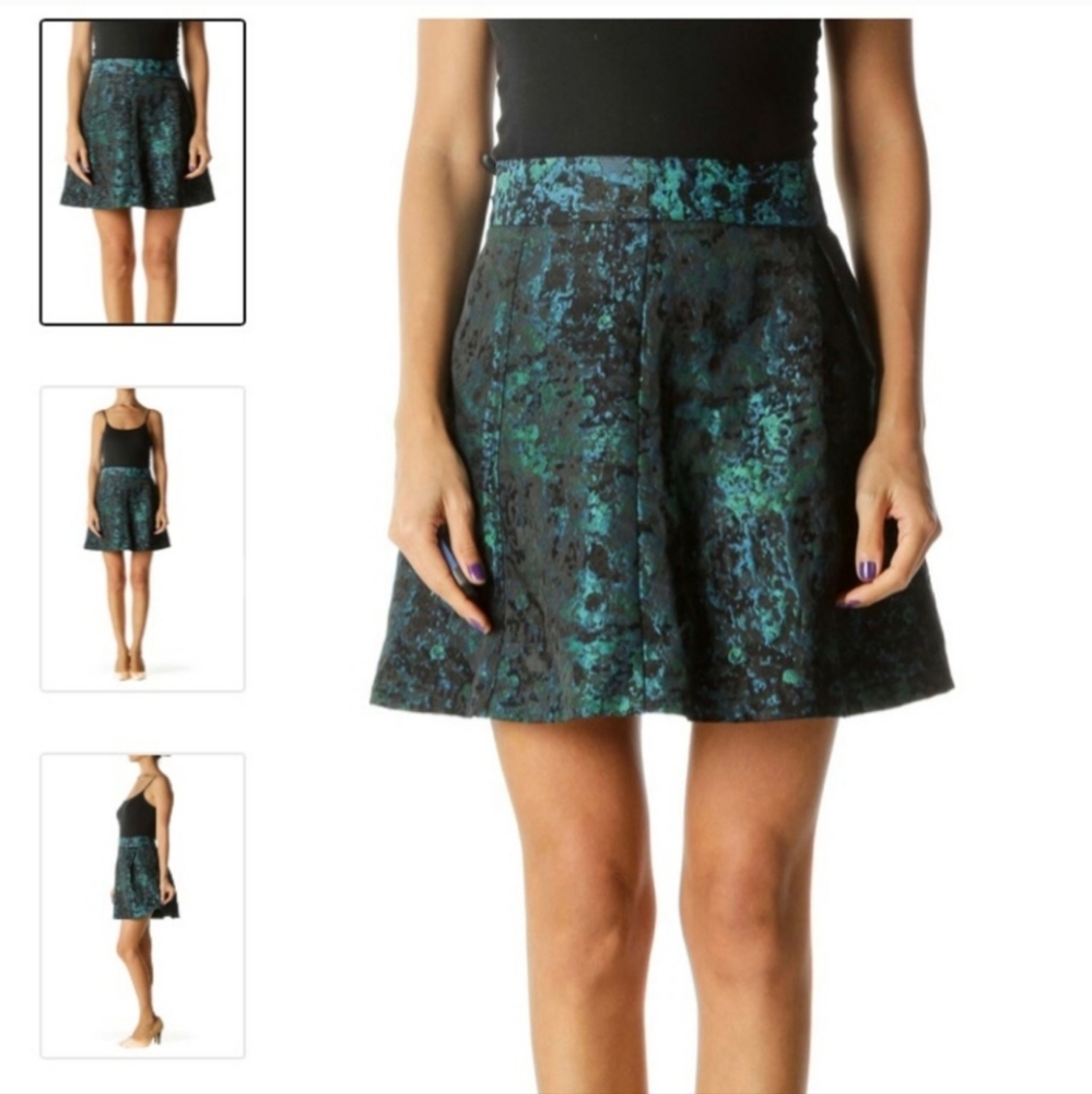 Banana Republic Jacquard Mini Skirt – Blue Green Black, Women’s Size 2P Workwear